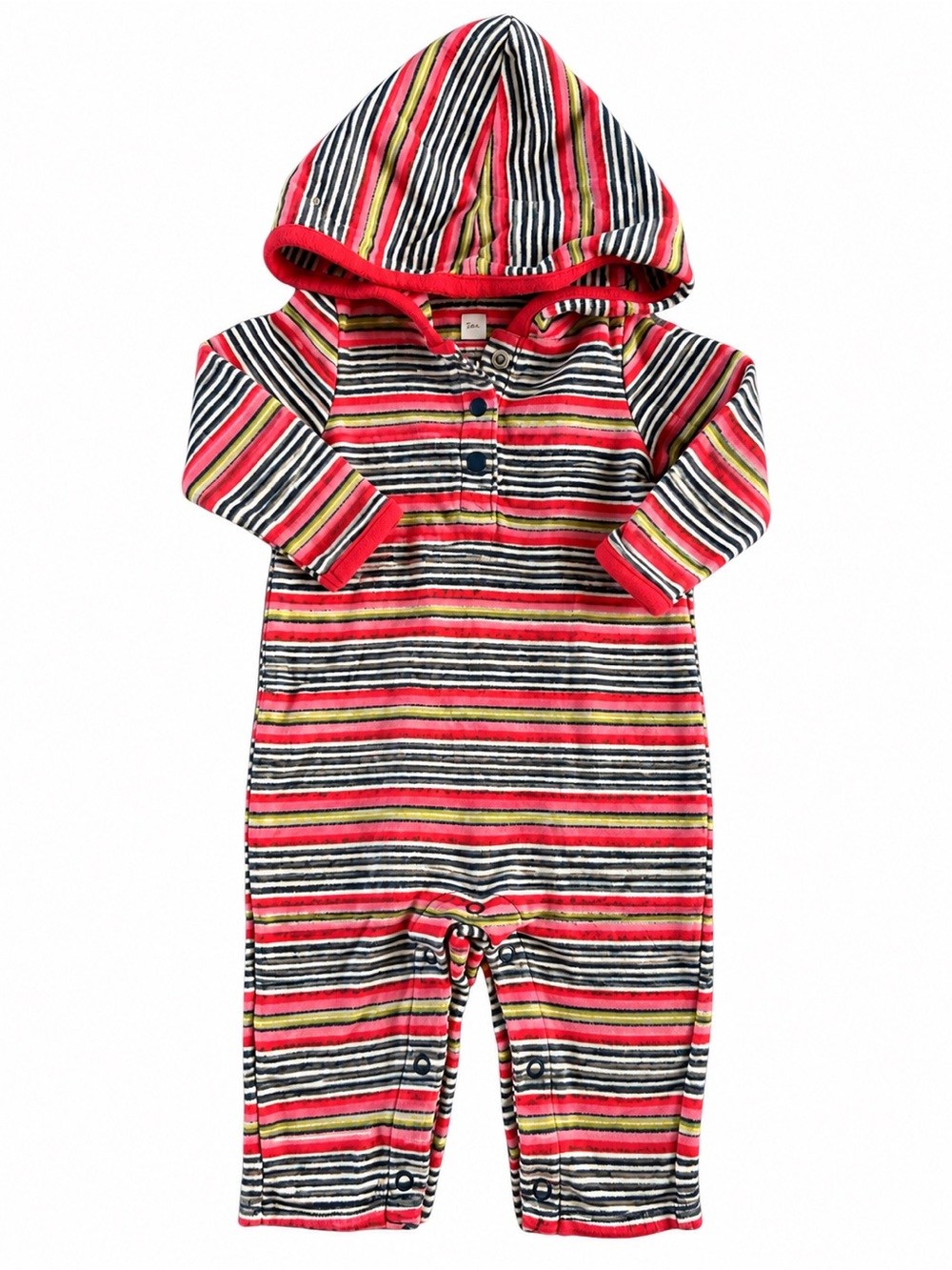 Tea Collection Baby Striped Hooded Romper 0–3 Months